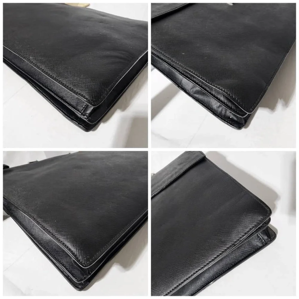 Authentic Prada Saffiano Leather Top Handle Briefcase Black